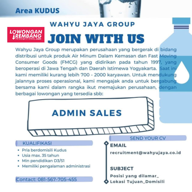 Lowongan Kerja Admin Sales Wahyu Jaya Group Area Kudus