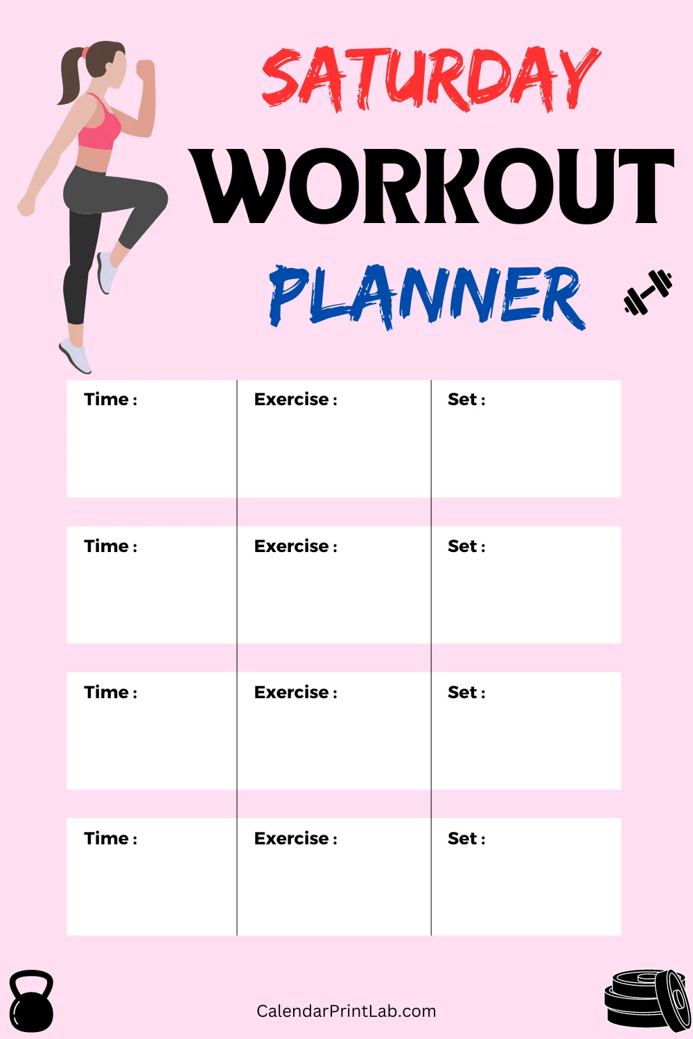 Saturday Workout Planner for Women