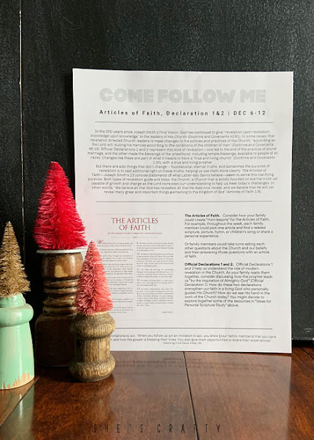 Come Follow Me Printable with bottle brush trees