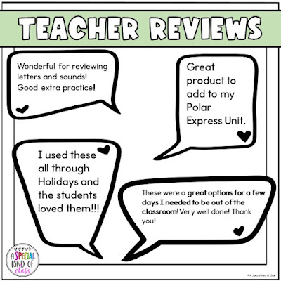 Teacher reviews polar express worksheets