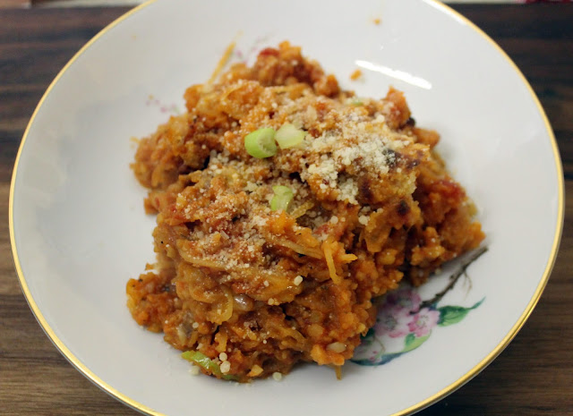 Meatless Spaghetti Squash Bake with Big Mountain Foods Cauli Crumble