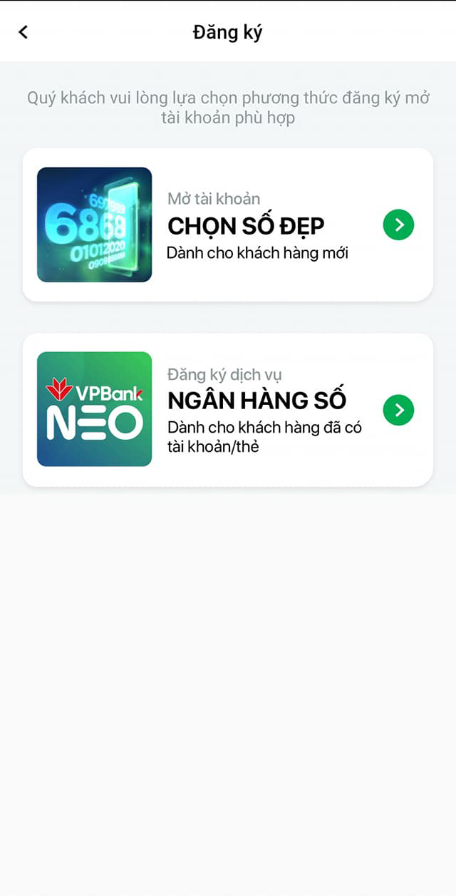 Mở tài khoản số đẹp với VPBank miễn phí