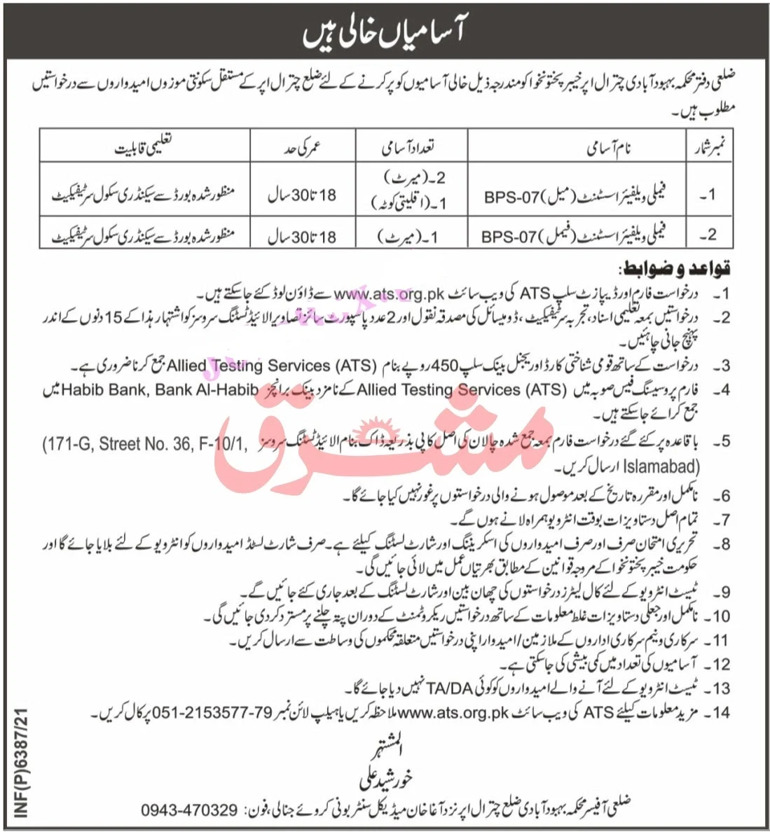 Population Welfare Department KPK Jobs 2021