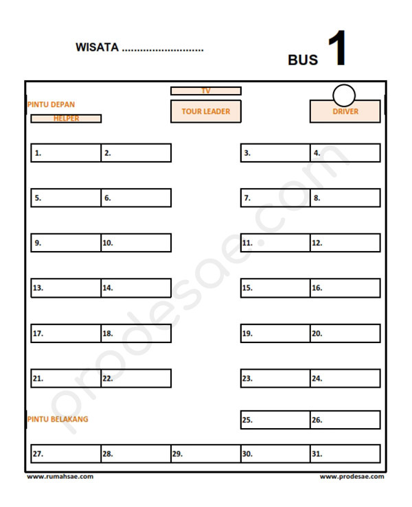 Download Denah Kursi Excel Bus Pariwisata Medium