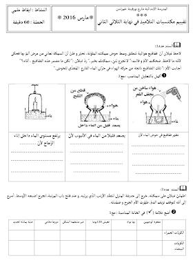 تقييم ايقاظ علمي سنة سادسة ابتدائي الثلاثي الثاني, تحميل امتحان إيقاظ علمي pdf, تقييمات إيقاظ علمي سنة سادسة, تمارين إيقاظ علمي سنة سادسة أساسي