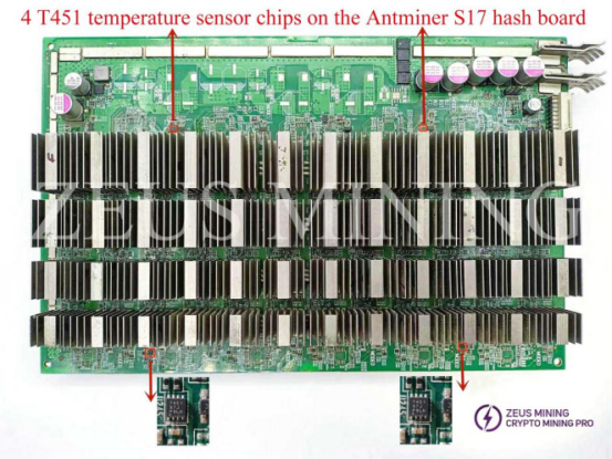Antminer S17 hash board T451 temperature sensor chips