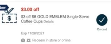 $3.00/$8.00 Gold Emblem Coffee CVS crt store Coupon (Select CVS Couponers)