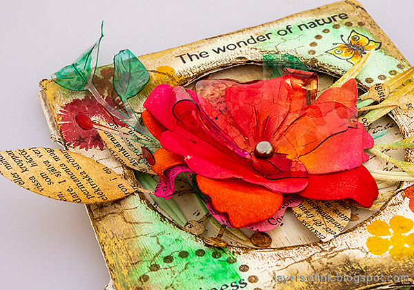 Layers of ink - Dimensional Flowers Mixed Media Tutorial with recycled background by Anna-Karin Evaldsson.