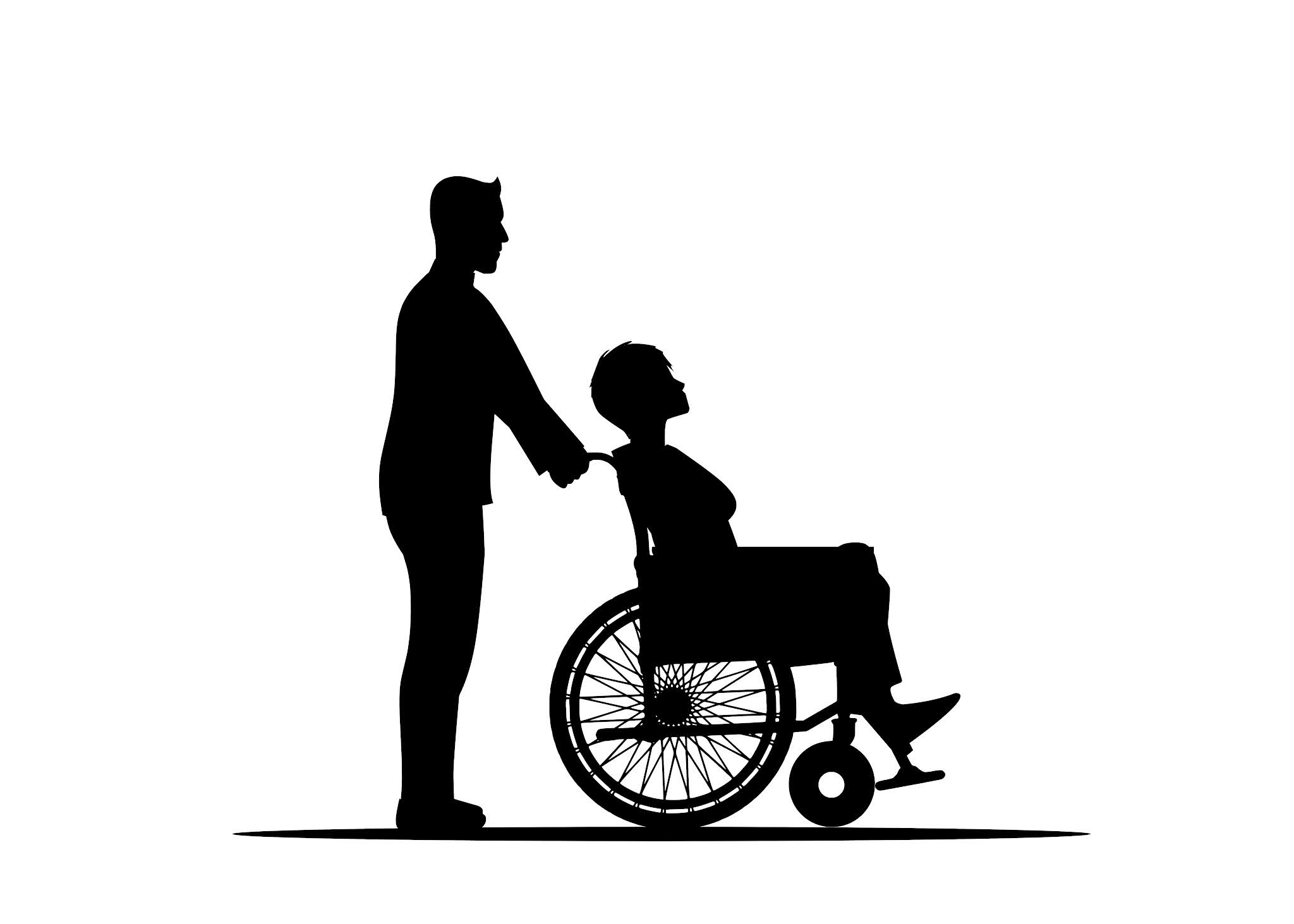 Patient sitting on Wheelchair silhouette design