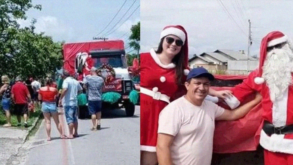 Papai Noel morre durante ação social após cair de caminhão