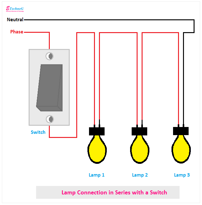 Lamp Connection in Series with Switch, series lamp connection, connection of series lamp