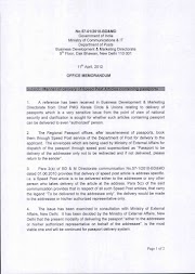 Delivery of Speed Post Articles containing Passports - Directorate instructions dtd 11.04.2012