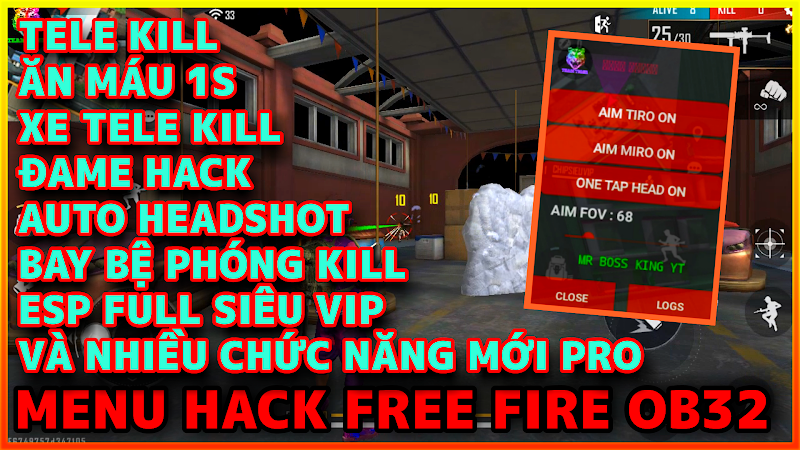 MENU  FREE FIRE OB32 - MENU AUTO HEADSHOT 100%, TỰ ĐỘNG BẮN, ANTIBAND, KHÔNG LỖI