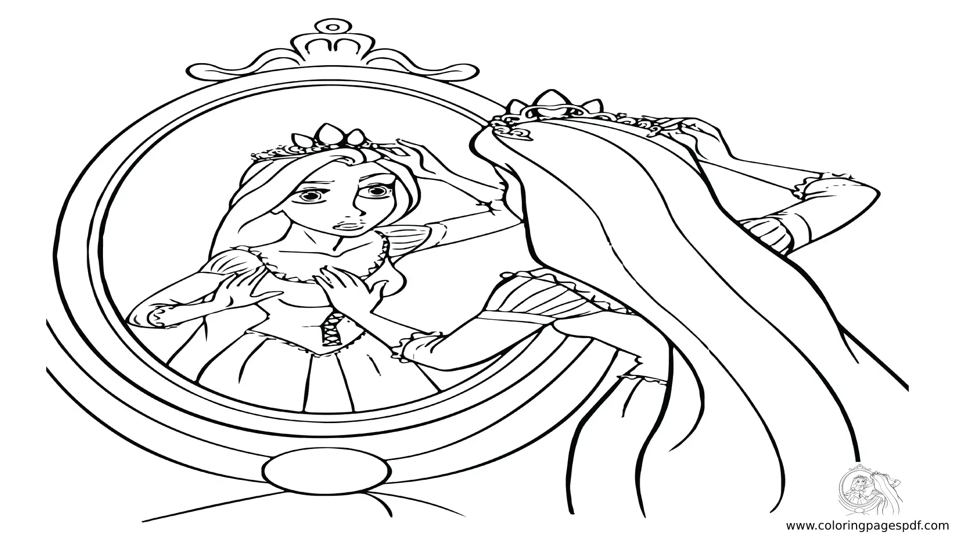 Coloring Pages Of Rapunzel Looking In The Mirror