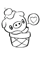 Cute Pig in an ice cream cone coloring page