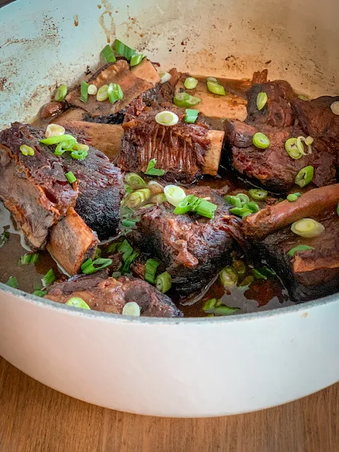 Soy Braised Beef Short Ribs, easy to make yet rich and complex in the flavor profile. The preparation of this dish is virtual hands free, while the presentation is nothing less than the star of any celebratory dinner.