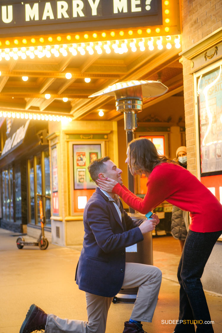 Surprise Wedding Proposal Photography at Michigan Theatre bySudeepStudio.com Ann Arbor Wedding Photographer