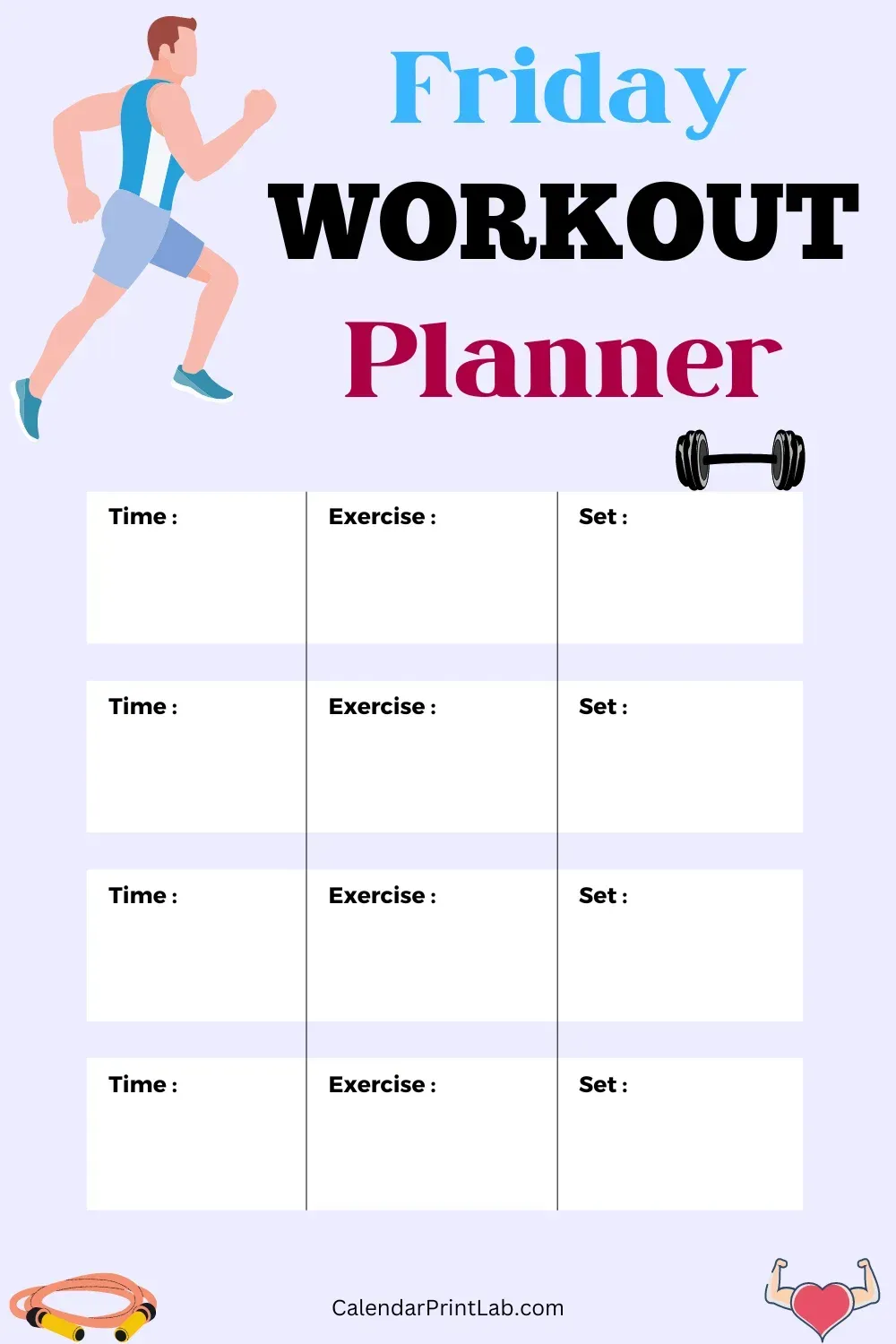 Friday Workout Planner for Men