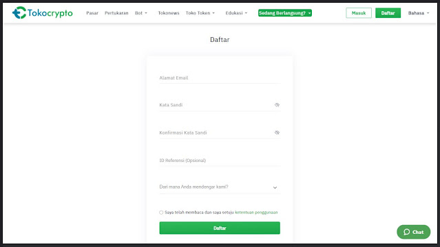 cara daftar akun tokocrypto