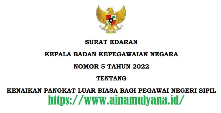 Surat Edaran SE Kepala BKN Nomor 5 Tahun 2022 Tentang Kenaikan Pangkat Luar Biasa Bagi PNS