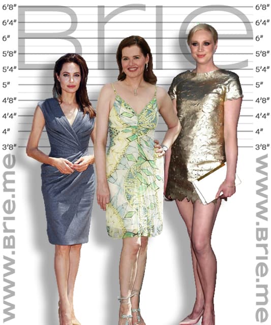 Geena Davis height comparison with Angelina Jolie and Gwendoline Christie