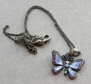 Purple butterfly pendant necklace