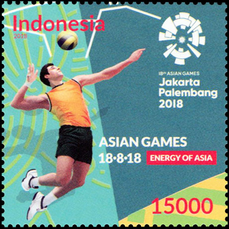 Indonesian Postage Stamp The 18th Asian Games, Indonesia Volleyball 15000 rupiah 2018
