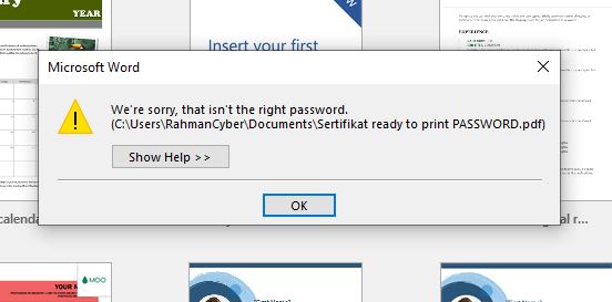salah memasukkan password dokumen PDF