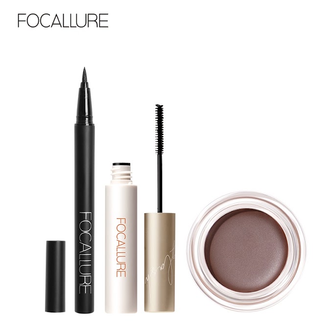 Mall Shop [ focallure.vn ] Set Mascara + bút kẻ mắt + gel lông mày FOCALLURE màu đen trang điểm chống nước 60g