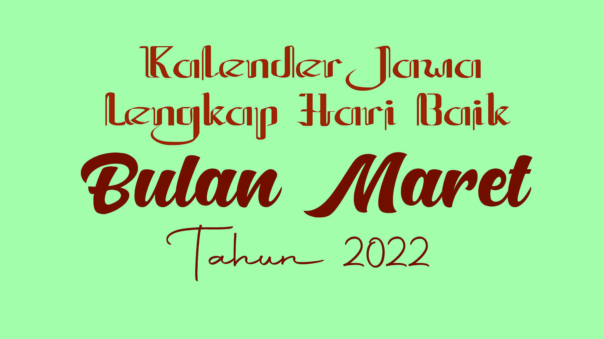 Kalender bulan maret 2022