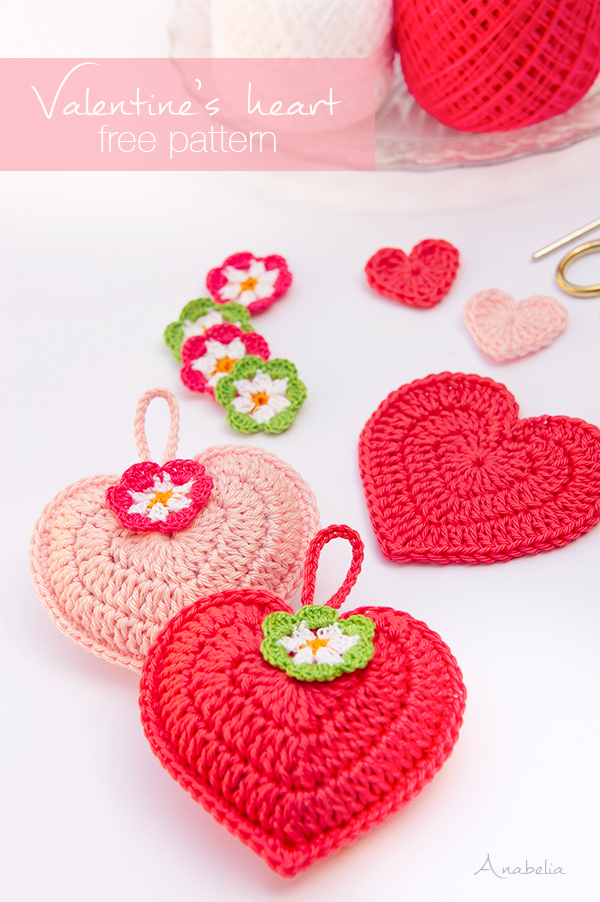 Valentine's crochet heart, free pattern by Anabelia Craft Design