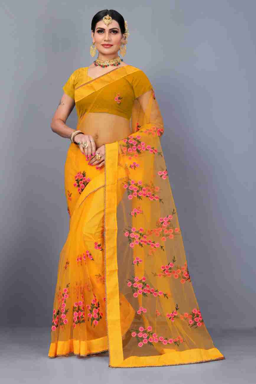 Yellow trendy saree