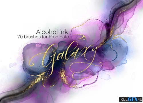 CreativeMarket - Galaxy Alcohol Ink Brush set