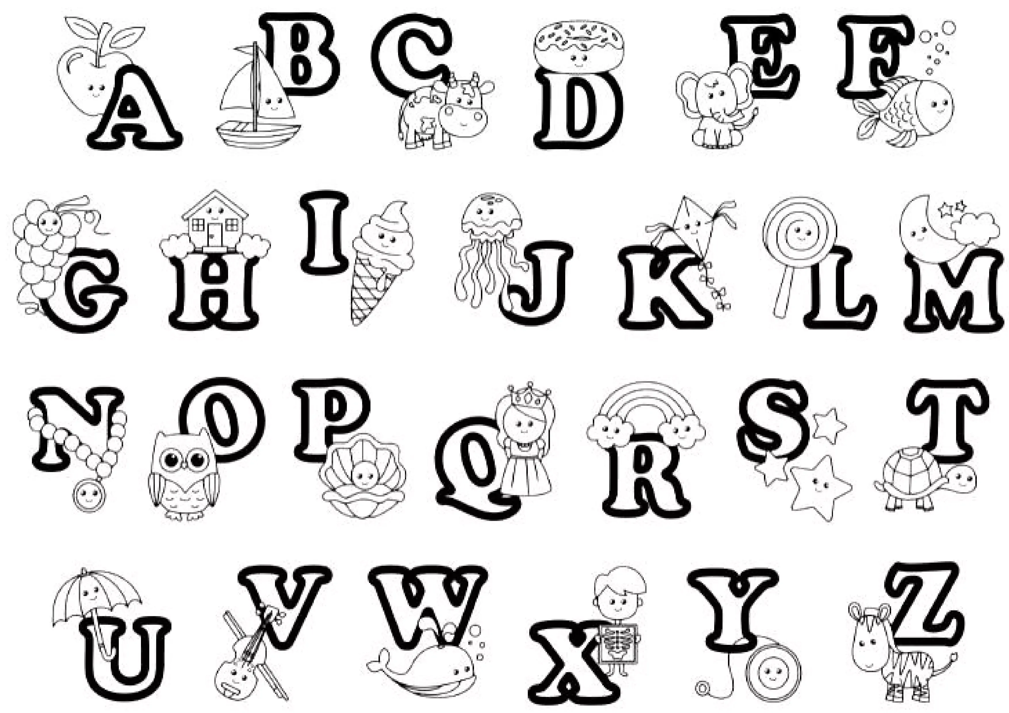 Alphabet coloring pages for 2 year olds