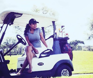 Picture of Leilani Malia Mendoza sitting in a golf cart