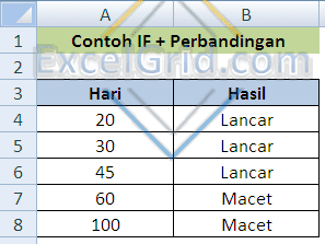 Rumus IF kriteria operator perbandingan