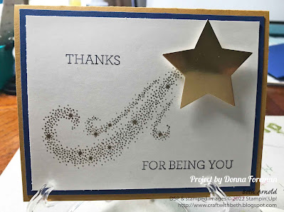 Second Sunday Sketches #34 card sketch challenge Thank You Card with a star and mini stars cascading behind the large star