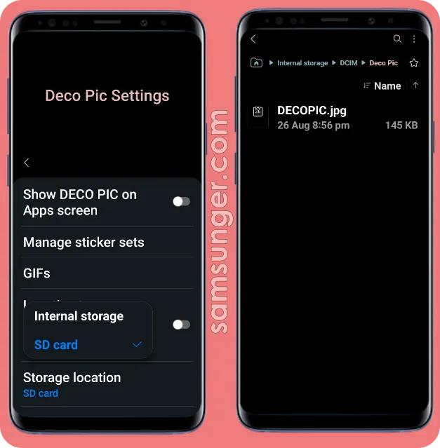 Storage Locations for Deco Pic App Picture