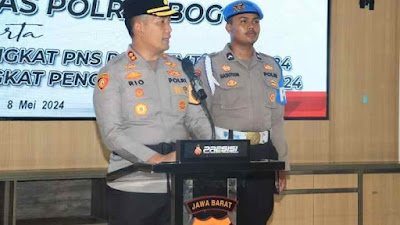 Kapolres Bogor Pimpin Upacara Sertijab Kapolsek Jajaran Polres Bogor dan Kasat Binmas.