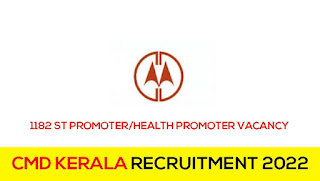 CMD Kerala Recruitment 2022 - Apply Online For 1182 ST Promoter/Health Promoter Vacancy @ cmdkerala.net