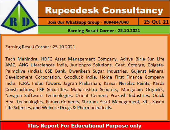 Earning Result Corner  25.10.2021