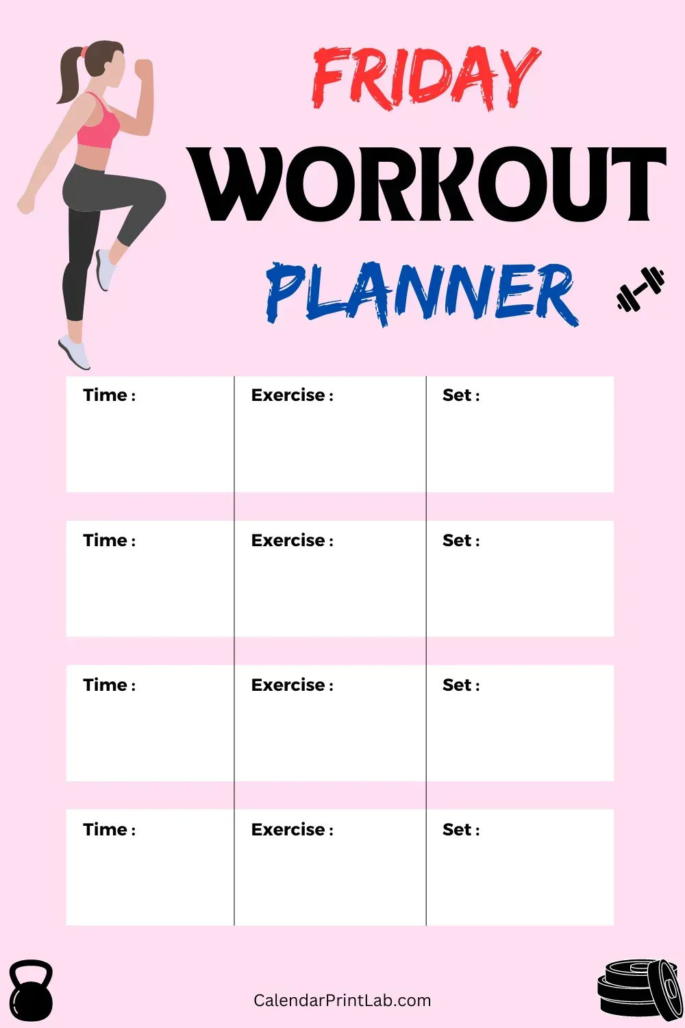 Friday Workout Planner for Women
