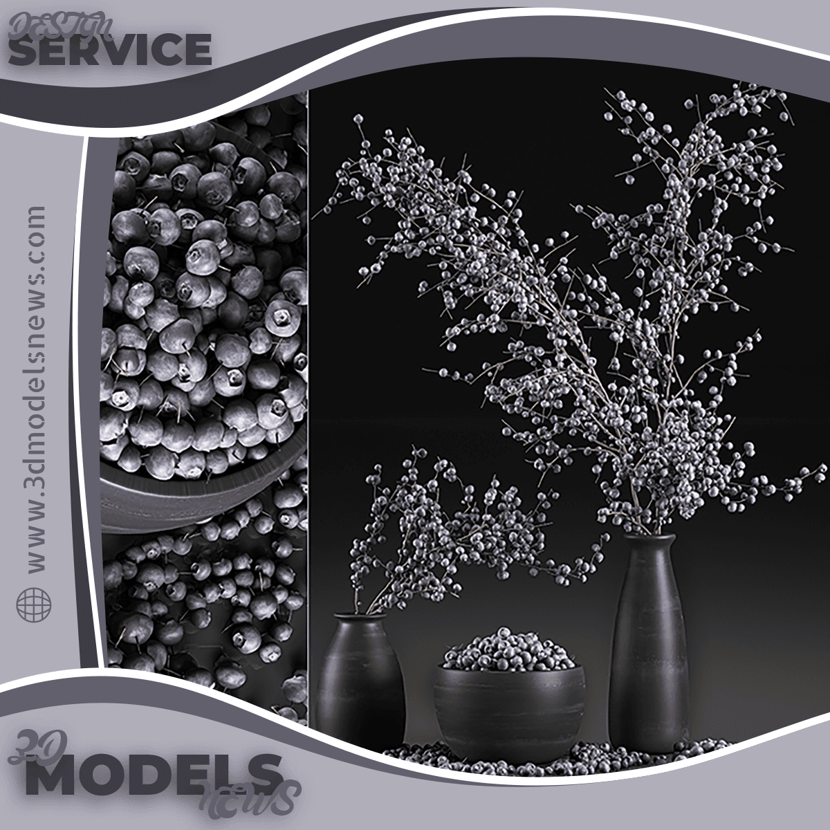 Bouquet model of branches with berries