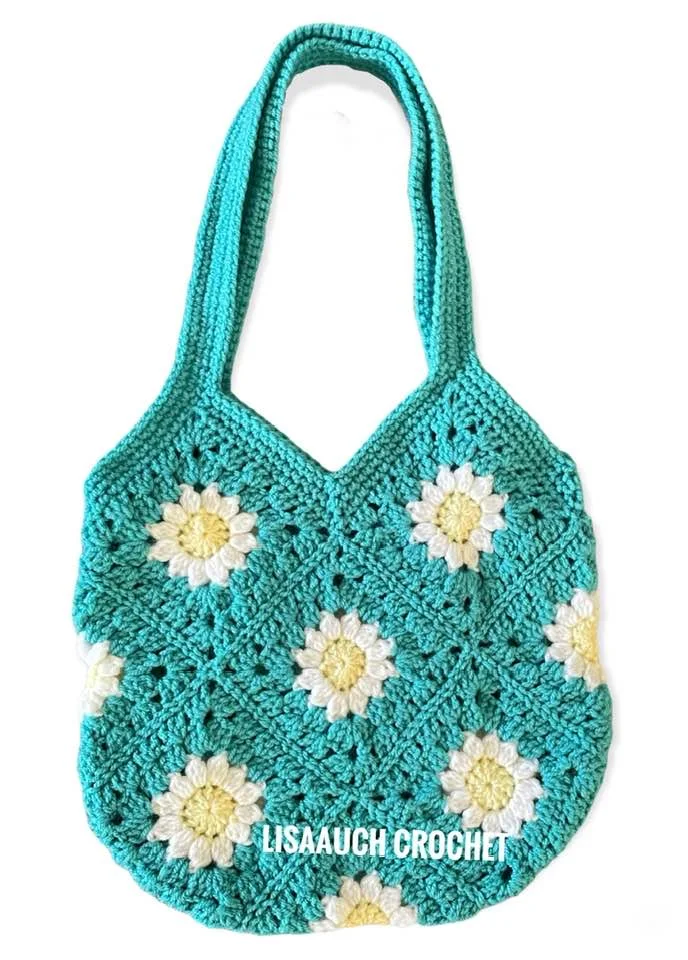 how to crochet a Daisy Flower crochet bag pattern