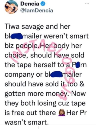 “Tiwa Savage Sextape,Dencia"