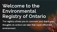 Welcome to the Environmental Registry of Ontario.