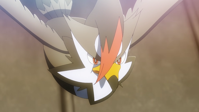 The Rival Pokémon Evolutions Barry Staraptor flies in Sinnoh