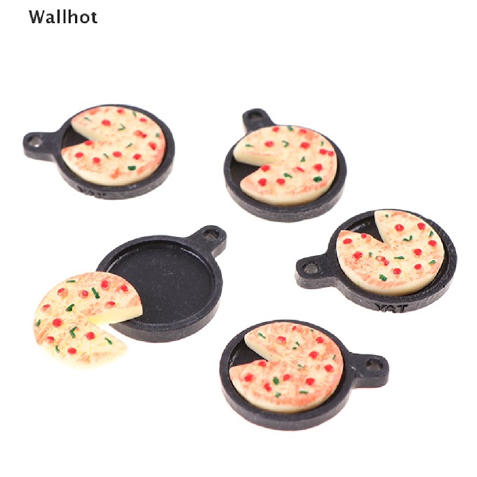 [ wallhot.vn ] Wallhot> 1 Set Dollhouse Miniature Fruit Pizza Plate Bakeware Kitchen Resin Set Kids Gift well