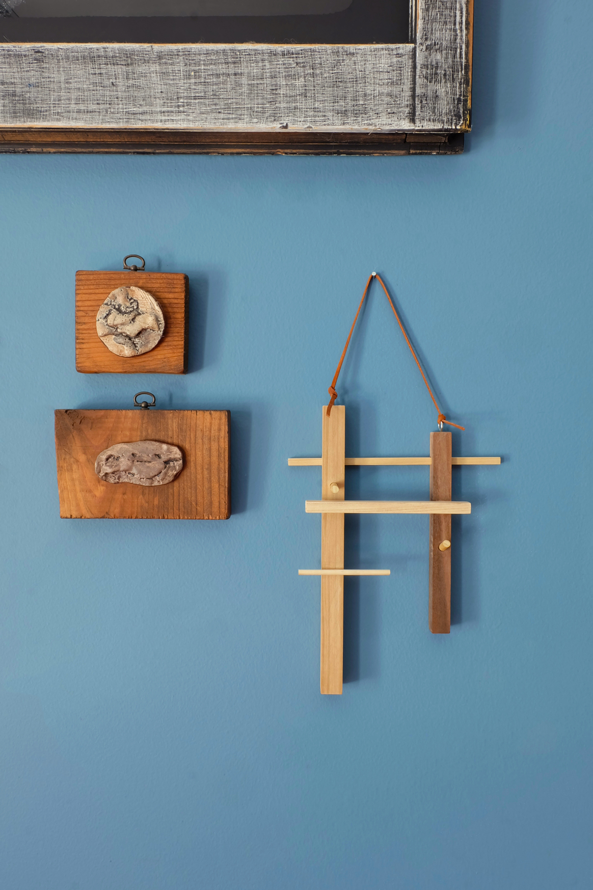 DIY Dowel Decor:  Modern Hanging Wall Art Jewelry Holder.