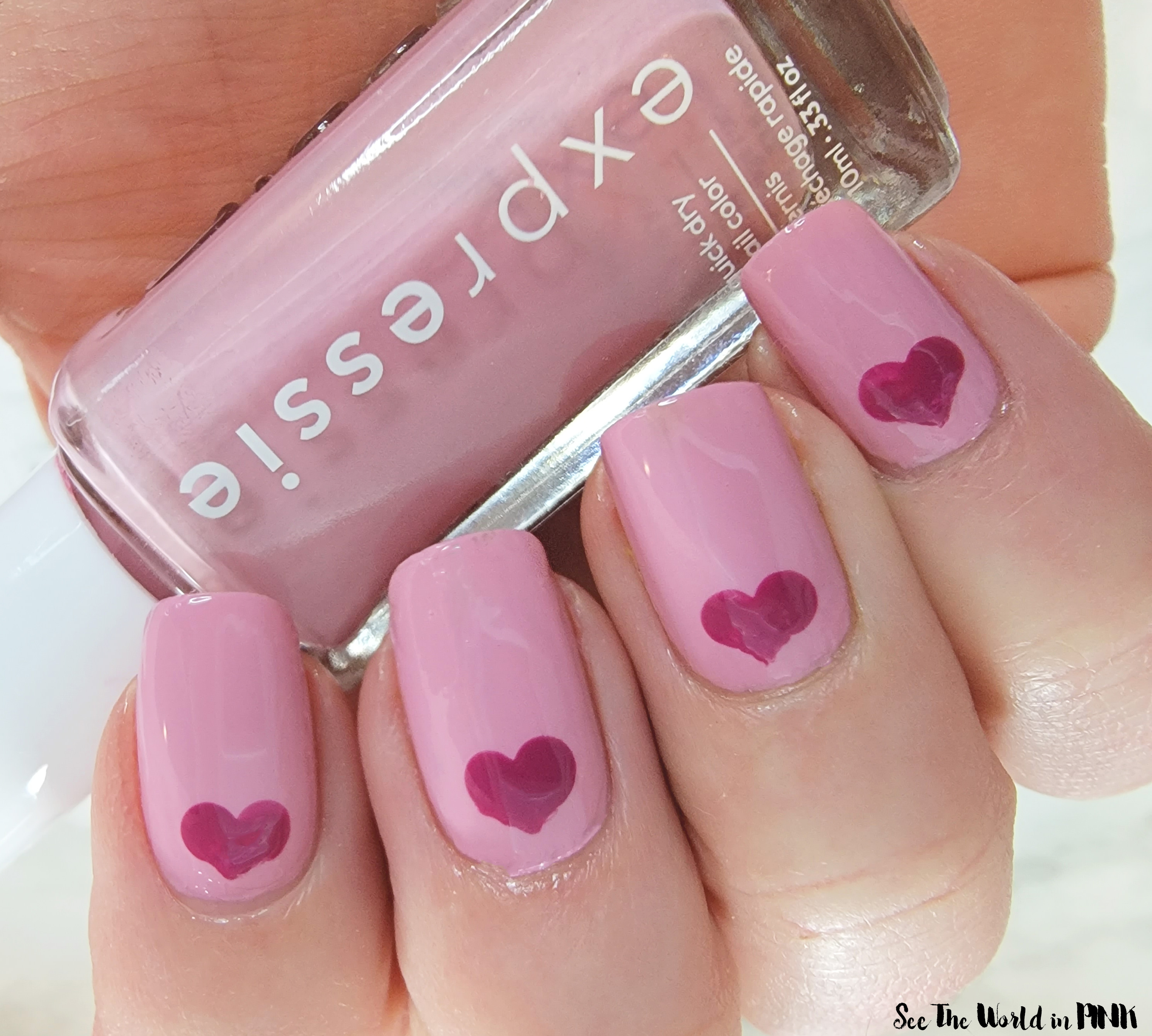 Manicure Monday - Simple Pink Heart Nails